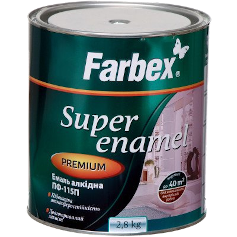 Емаль алкідна FARBEX ПФ-115П, глянець темно-сірий, 2,8кг